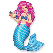 Шар (15''/38 см) Мини-фигура, Русалочка с ракушкой, 1 шт.