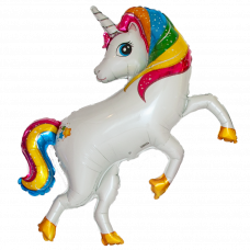 Шар (15''/38 см) Мини-фигура, Радужный единорог, 1 шт.