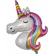 Шар (41''/104 см) Фигура, Голова, Радужный Единорог, 1 шт.