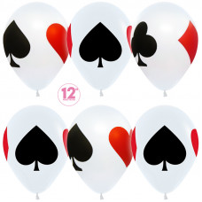 Шар (12''/30 см) Карточные масти, Белый (005), пастель, 4 ст, 50 шт.