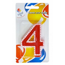 Свеча Цифра 4 в белой окантовке