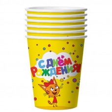 Стаканы Три Кота, 225мл, Желтый 6шт