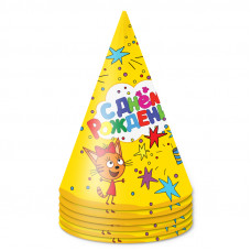 Колпаки Три Кота, Желтый, 6шт