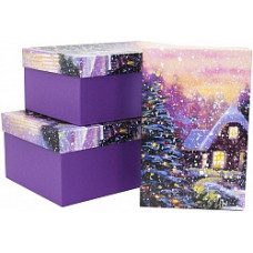 Набор коробок Новогодний пейзаж, 30*20*13 см, 3 шт.