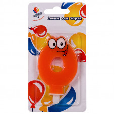 Свеча Цифра 0 глазки 7,5см с держателем