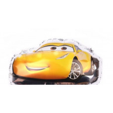 Шар (16''/41 см) Мини-фигура, Тачки, желтый на серебре.