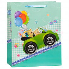 Пакет подарочный Игрушки в авто, Голубой, 31*42*12 см