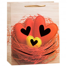 Пакет подарочный Три сердца, 18*23*10 см