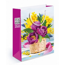 Пакет подарочный, Весенний букет, 23*18*10 см, 1 шт.
