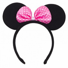Ободок с ушками Минни, с розовым маленьким бантиком