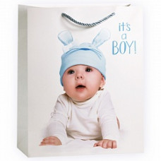 Пакет подарочный Малыш Мальчик, Белый, 31*42*12 см