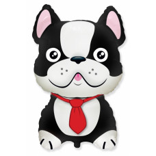 Шар (13''/33 см) Мини-фигура, Бульдог, Черный, 1 шт.