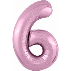 Шар (40''/102 см) Цифра, 6 Slim, Розовый фламинго, 1 шт. в упак.