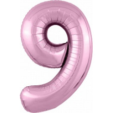 Шар (40''/102 см) Цифра, 9 Slim, Розовый фламинго, 1 шт. в упак.