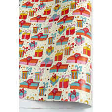 Упаковочная бумага (0,7*1 м) Подарки Сюрпризы, 10 шт.