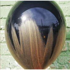 Воздушный Шар (12''/30 см) Браш, Золото блеск, черный, 10 шт.