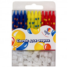 Свечи В сердцах ассорти 6см 24шт с держателями