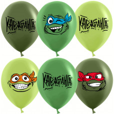 Шар (12''/30 см) Черепашки, Ассорти, пастель, 2 ст, 25 шт.