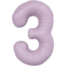 Шар (40''/102 см) Цифра, 3 Slim, Орхидея, 1 шт. в уп.
