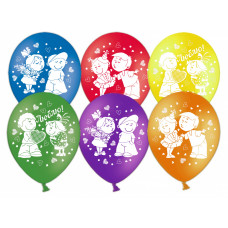 Шар (12''/30 см) Про любовь, Ассорти, пастель, 2 ст, 100 шт.