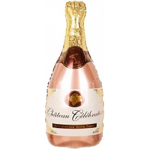 Шар (36''/91 см) Фигура, Бутылка, Шампанское вино, Розовое Золото, 1 шт.