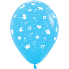 Шар (12''/30 см) С рождением мальчика!, Светло-голубой (140), пастель, 5 ст, 50 шт.