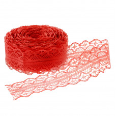 Декоративная лента (3 см*10 м) Тонкое Кружево, Красный, 1 шт.