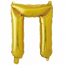 Шар с клапаном (16''/41 см) Буква, П, Золото, 1 шт.