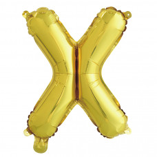 Шар с клапаном (16''/41 см) Буква, Х, Золото, 1 шт.
