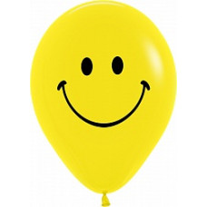 Шар (15''/38 см) Смайл, Желтый (020), пастель, 2 ст, 50 шт.