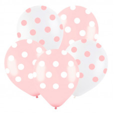Латексный шар Т 12 Горох розовый, Розовый Пастель, 5 ст. / 100 шт. /