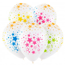 Латексный шар Т 12 Звезды неон, Ассорти Пастель-Кристалл, 5 ст. / 100 шт. /