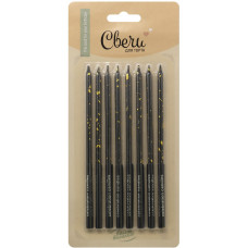 Свечи Элегантные искры, Золото/Черный, Металлик, 0,5*15 см, 8 шт.