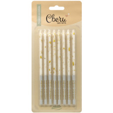 Свечи Элегантные искры, Золото/Белый, Металлик, 0,5*15 см, 8 шт.