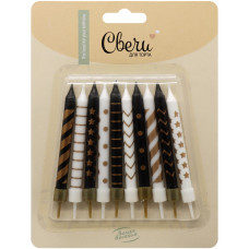 Свечи Стильный микс, Металлик, 0,75*8 см, 10 шт. с держат.