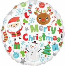 Фольгированный шар (18''/46 см) Круг, Веселый Дед Мороз, 1 шт.