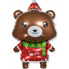 Шар (33''/84 см) Фигура, Новогодний мишка, 1 шт.