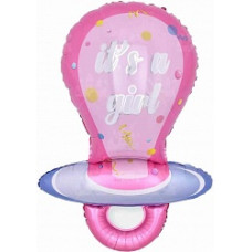 Шар (38''/97 см) Фигура, Соска-пустышка для девочки, Розовый, 1 шт.
