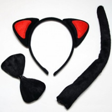 Набор (ушки, бантик, хвостик) "Тигренок", черный