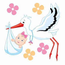 Наклейка "Аист" (девочка) 200*300мм
