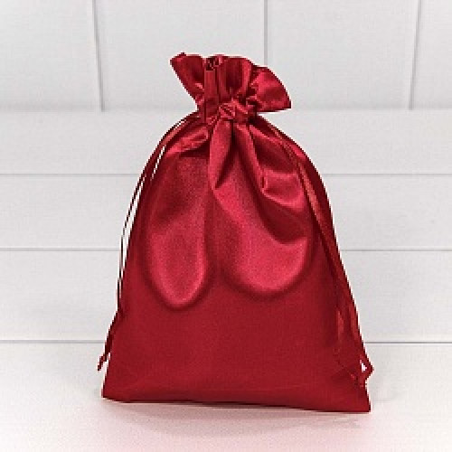 Подарочный мешочек, Атласный, Бордовый, 23*18 см, 1 шт.