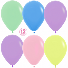 Шар (12''/30 см) Ассорти светлое (109, 120, 130, 140, 150), пастель, 12 шт.