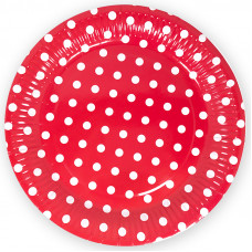 Тарелки Точки, Красный, 9 дюймов, 6 шт