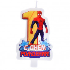 Свеча в торт "С днем рождения", цифра 1, Человек-Паук