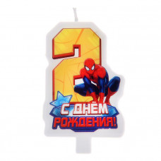 Свеча в торт "С днем рождения", цифра 2, Человек-Паук