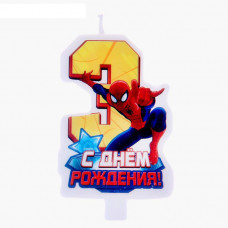 Свеча в торт "С днем рождения", цифра 3, Человек-Паук