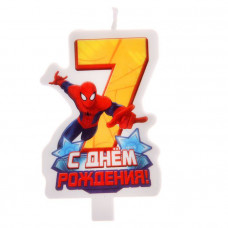 Свеча в торт "С днем рождения", цифра 7, Человек-Паук