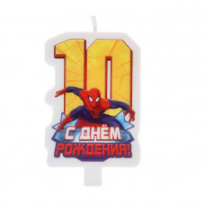 Свеча в торт "С днем рождения", цифра 10, Человек-Паук