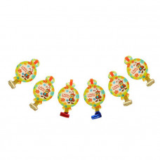 Язычок кругляш d=7см "С днем рождения"пчелка (набор 6 шт)