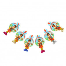 Язычок кругляш d=7см "С днем рождения"пират (набор 6 шт)